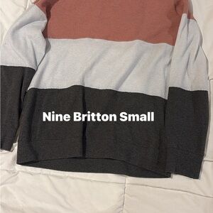 nine britton Colorblock Crewneck Sweater - Rust, Light Blue, Charcoal